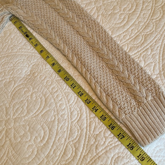 Jeanne Pierre Cotton Cable Sweater Women’s Large  Natural Lightweight Fisherman - Picture 10 of 17